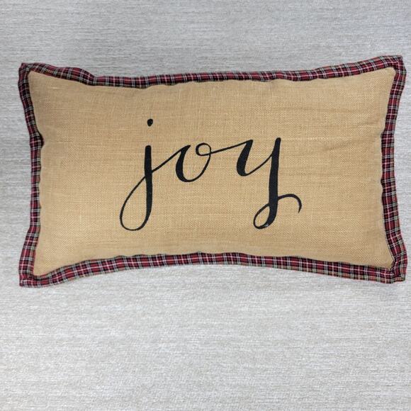 Vtg Newport Joy Lumbar Pillow 24” Plaid Trim Down Filled Holiday Christmas Decor - Picture 1 of 13